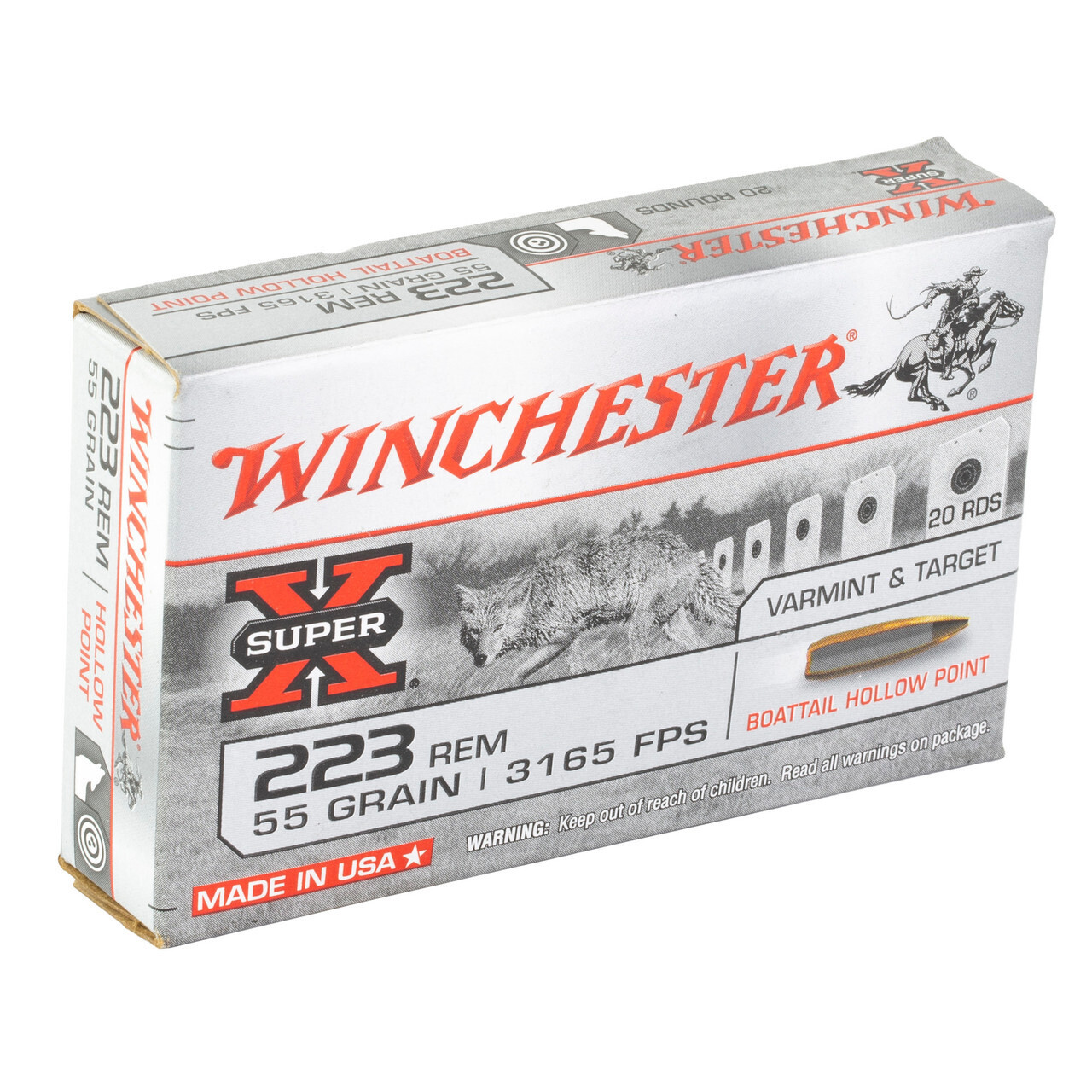 Winchester Super-X Varmint &amp; Target .223 REM  Ammo, 55gr BTHP 3240fps 20Bx