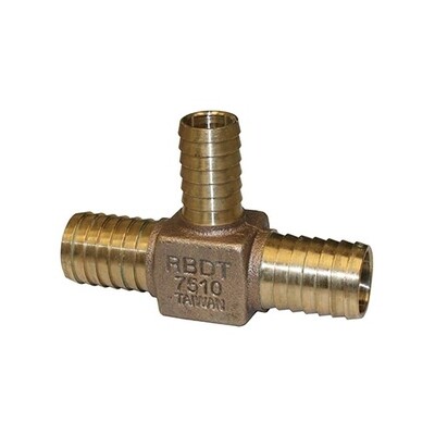 Red Brass Reducing Tee, 1&quot;X1&quot;X3/4&quot;