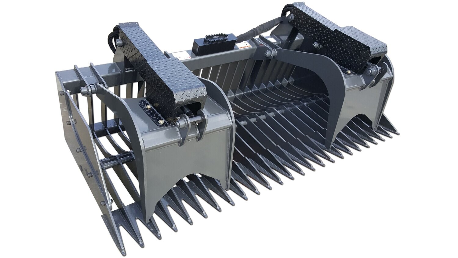 IronCraft x-Treme Duty Rock Grapple Bucket, 78&quot; wide , 3&quot; Tine Spacing, Flat Face Couplers