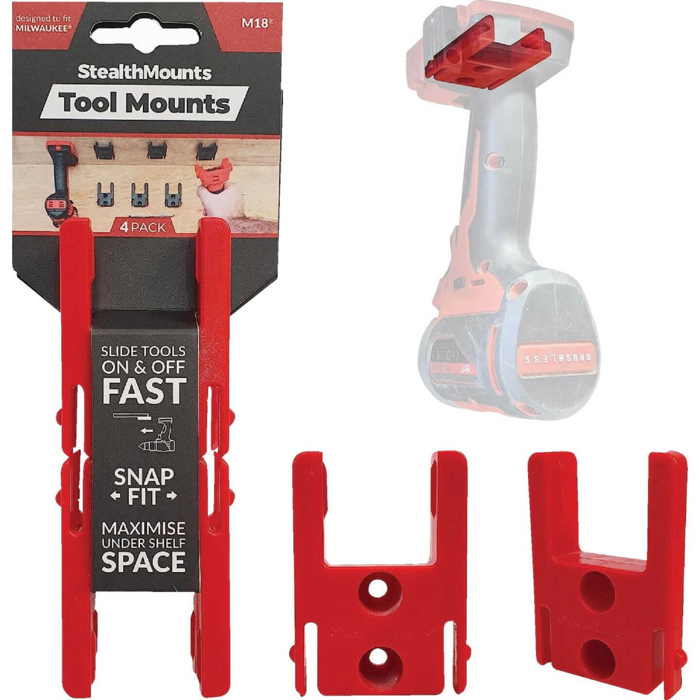 StealthMounts Tool Mounts for Milwaukee M18 Tools, 4Pk