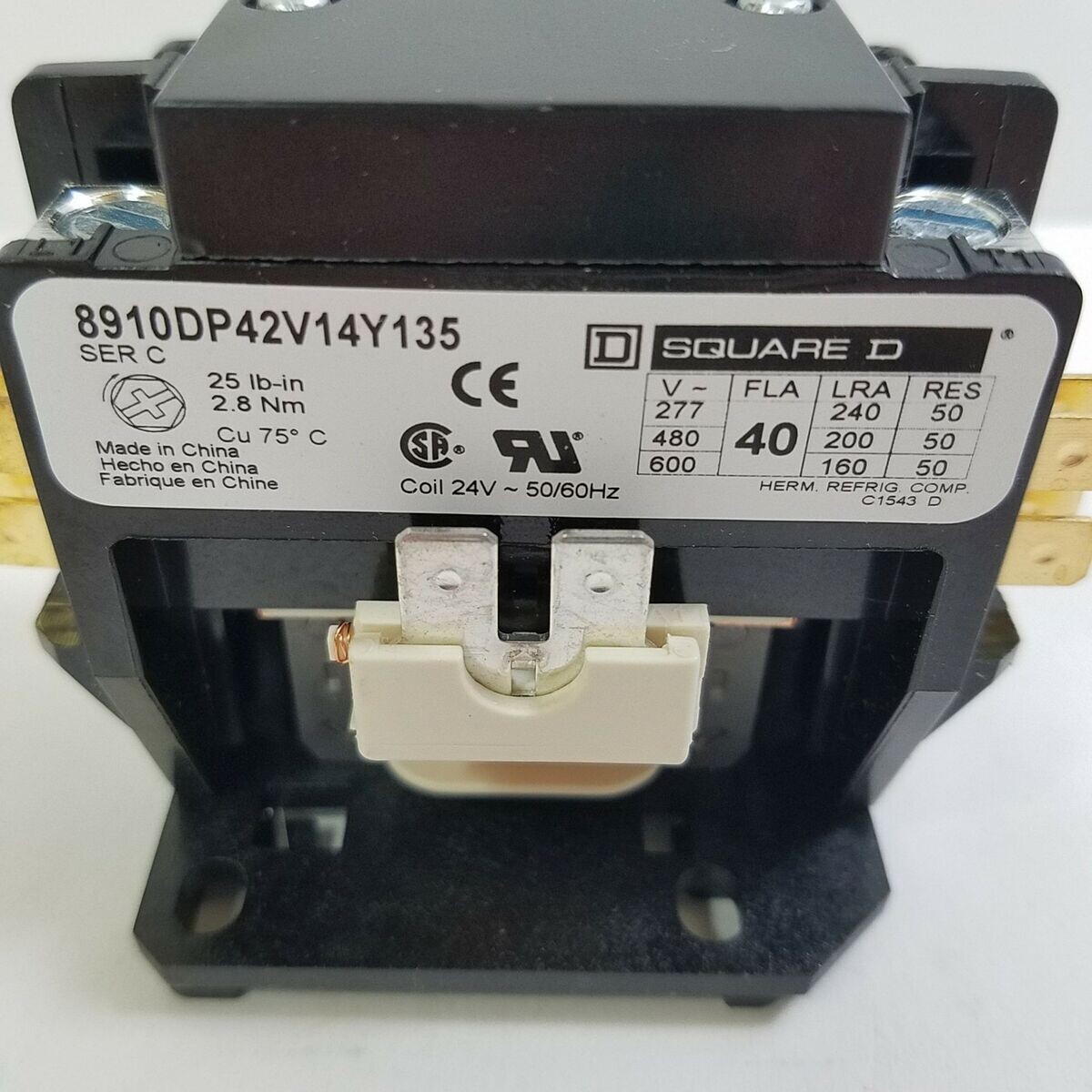 Square D Definite Purpose Contactor, 2-Pole 40A 24VAC Coil