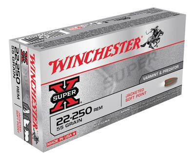 Winchester Varmint X .22-250Rem. Ammo, 38Grain, PSP 3680fps, 20Ct