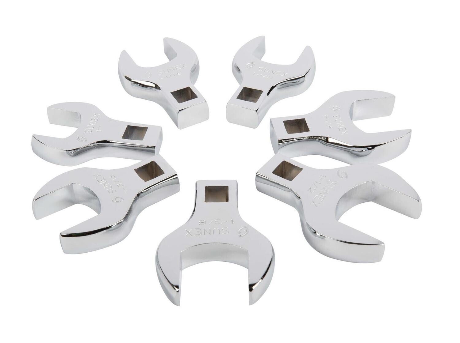 Sunex 7Pc Crow Foot Wrench Set, 1&quot; to 1-1/2&quot;