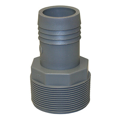 Gray Poly Male Adaptor, 1-1/2&quot;Barb X2&quot;MP