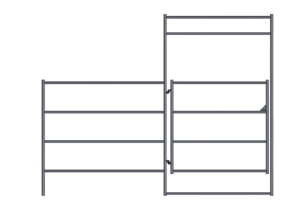 HD 2&quot; Galv. Walk Through Corral Gate Combo Panel, 4Gate/8Panel