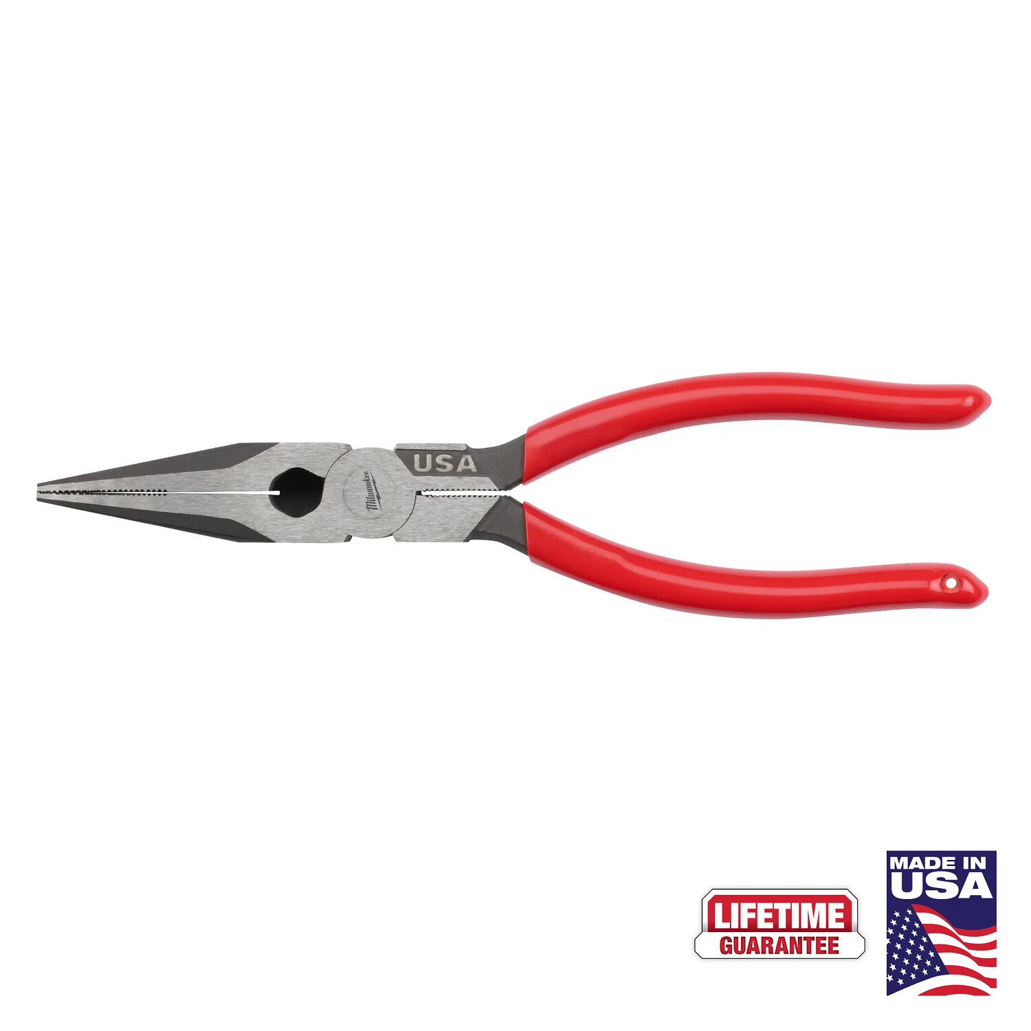 Milwaukee USA 8&quot; Long Nose Dipped Grip Pliers