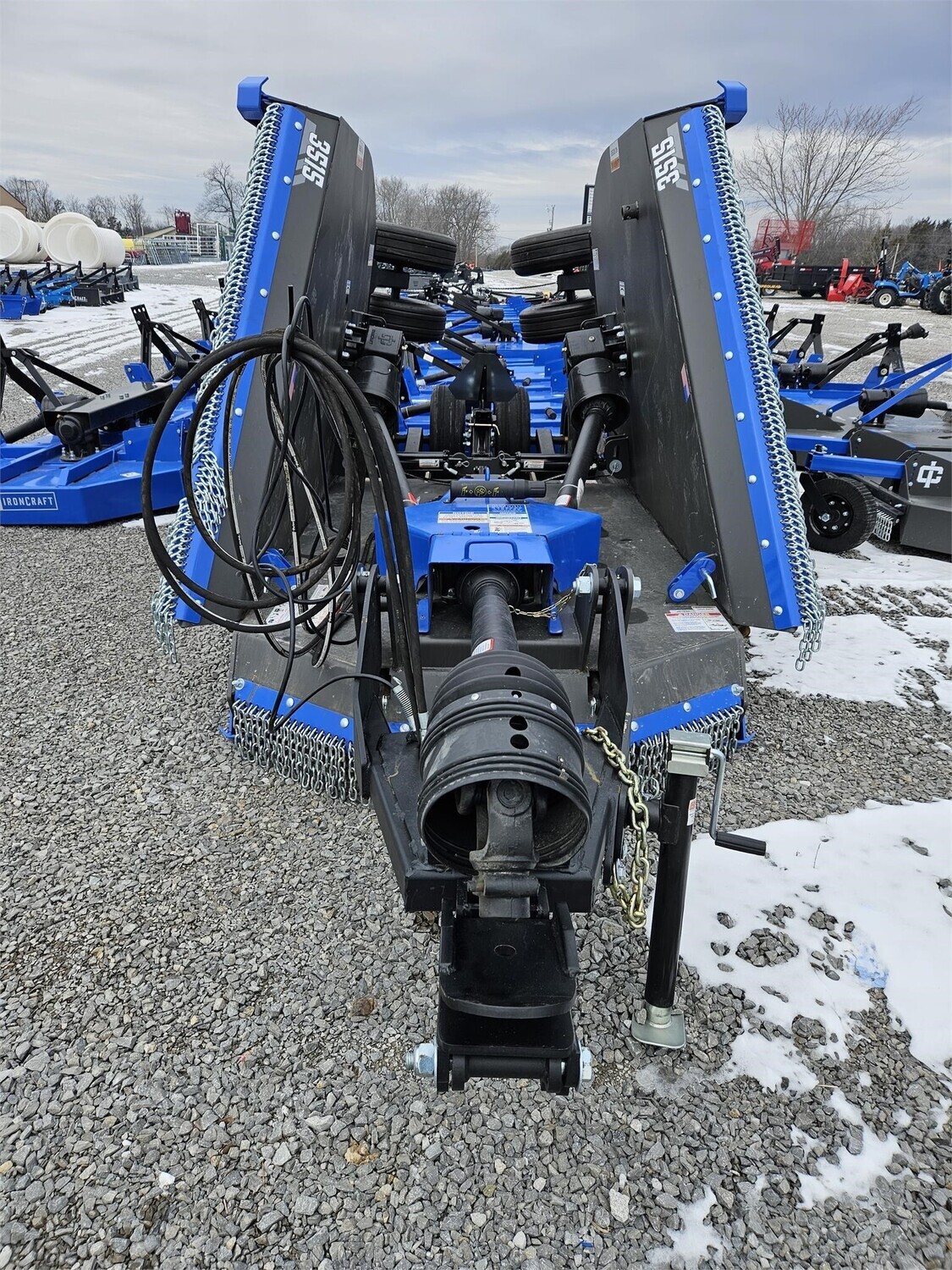 IronCraft HD 15Ft Pull Type Rotary Cutter w/8 Aircraft Tires &amp; LED Lights, 1-3/8-21 1000RPM PTO