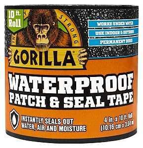 Gorilla 4612502 Black Patch &amp; Seal Tape, 4&quot;X10Ft