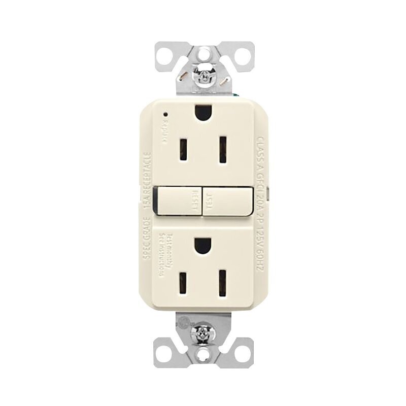 Eaton GF15LA Lt Almond GFCI Duplex Receptacle, 15A