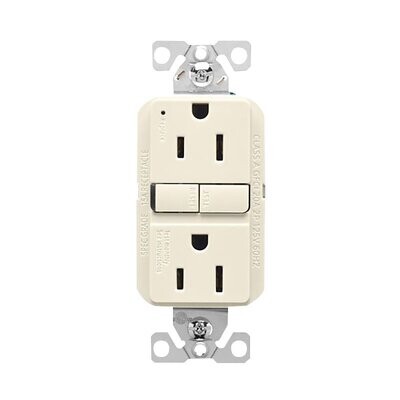 Eaton GF15LA Lt Almond GFCI Duplex Receptacle, 15A
