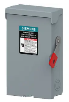 Siemens LNF222RLA 60A General-Duty Non-Fusible Safety Switch, Two-Pole, Two-Wire, NEMA 3R