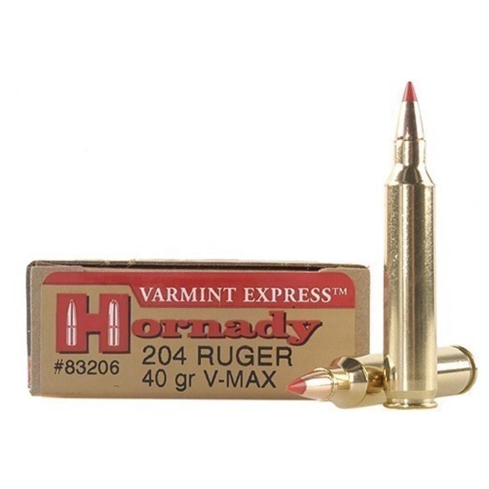 Hornady Varmint Express .204 Ruger BTSP Ammo, 40Grain V-Max 3900fps, 50Ct