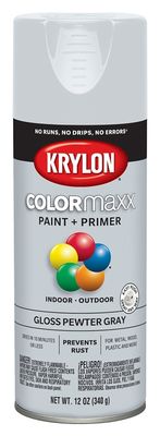 Krylon K05531007 Gloss Pewter Gray Spray Paint, 12oz