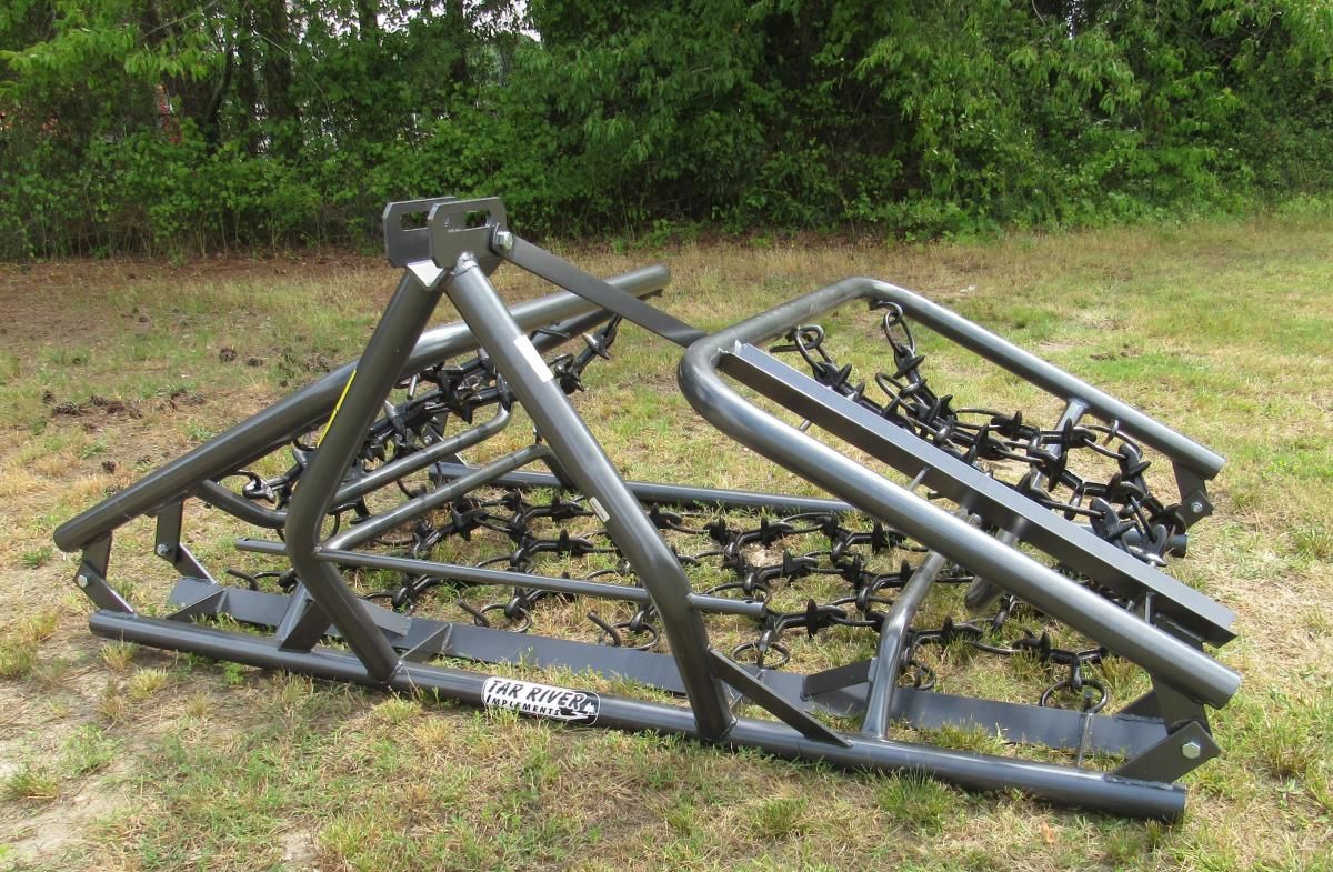 Tar River 13Ft Manual Fold Pasture Harrow w/Cast Iron Tines, 7&#39;3&quot; Transport Width