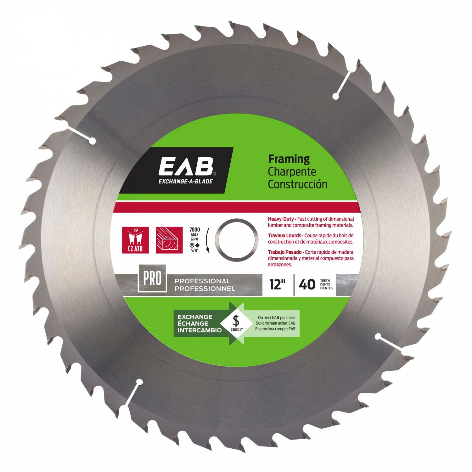 EAB 12&quot; x 40 Teeth Framing Professional Saw Blade Recyclable Exchangeable