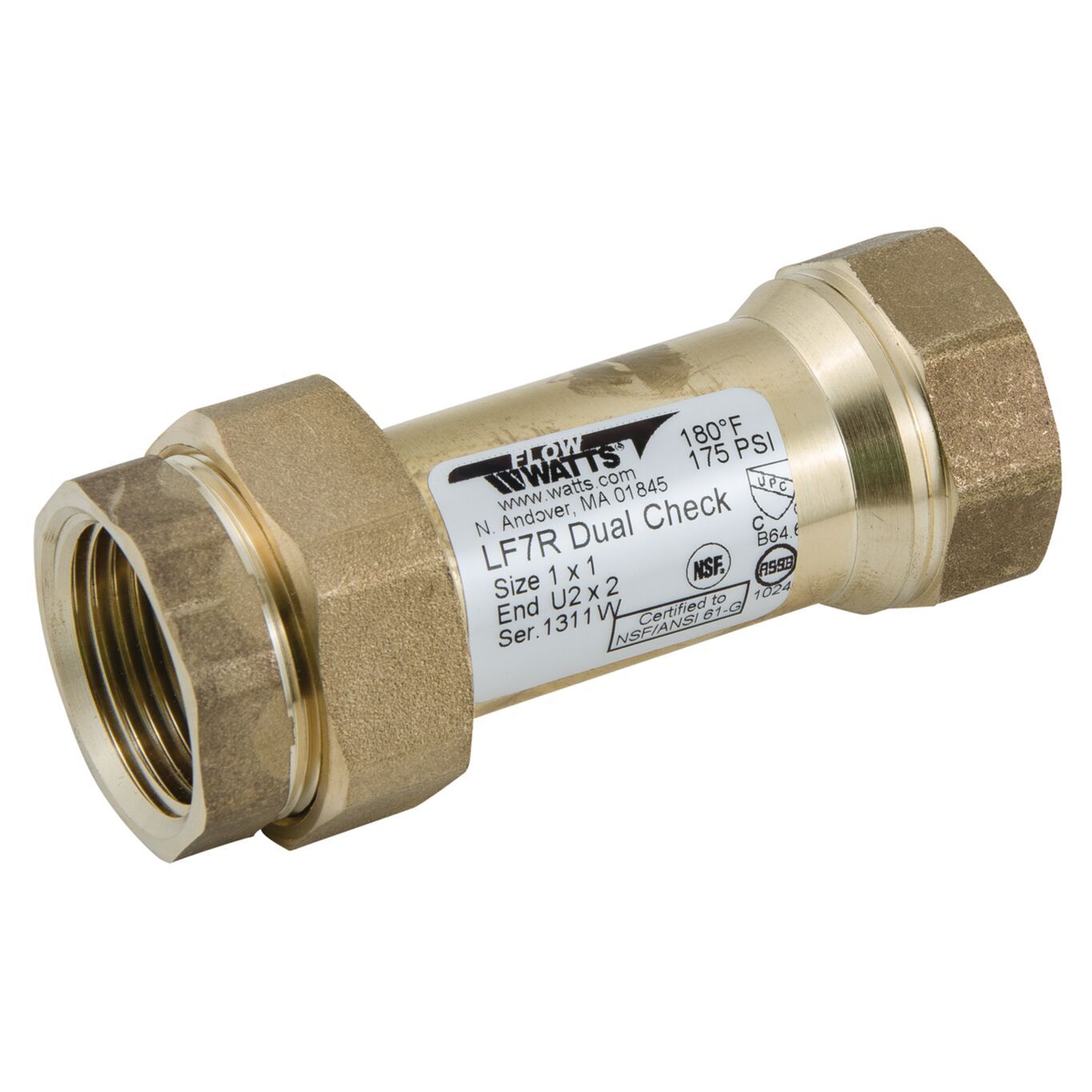 Watt LF7RU2-U2 1X1  Dual Check Valve, 1&quot;,  Meets ANSI/ASSE Standard 1024
