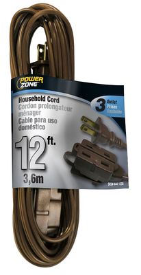 PowerZone OR670612 Brown Extension Cord, 16/2X12Ft