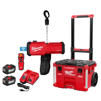 Milwaukee M18 Compact 1-Ton Chain Hoist Kit w/One-Key in Rolling Packout