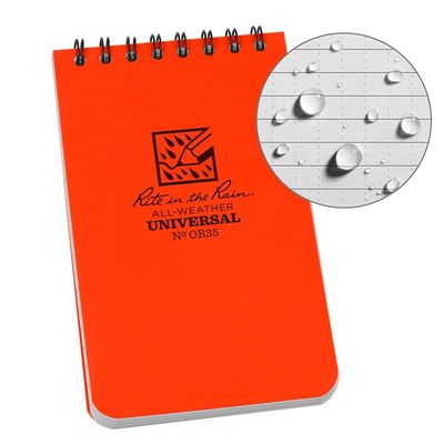 Orange Rite in the Rain 3&quot;X5&quot; Top Spiral Note Book