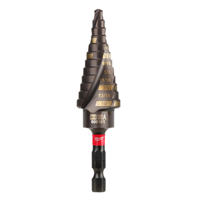 Milwaukee Shockwave Impact Duty Step Bit, #4  3/16&quot;-7/8&quot;