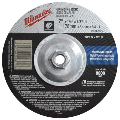 Milwaukee Hi-Speed Metal Grinding Disc, 9&quot;X1/4&quot;X5/8-11&quot;