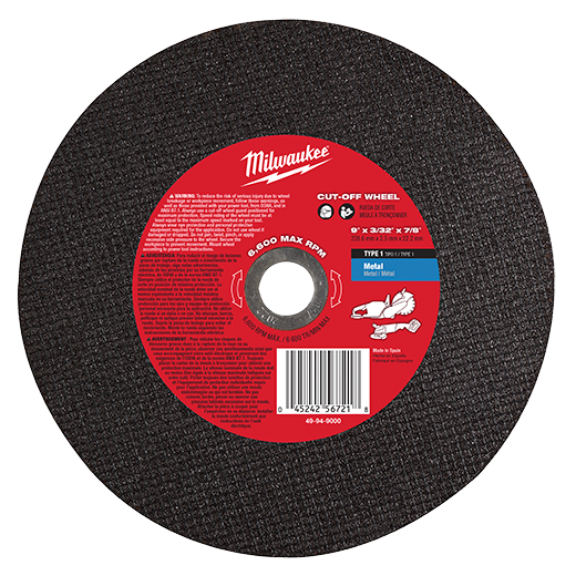 Milwaukee Hi-Speed Metal Cut-off Disc, 9&quot;X3/32&quot;