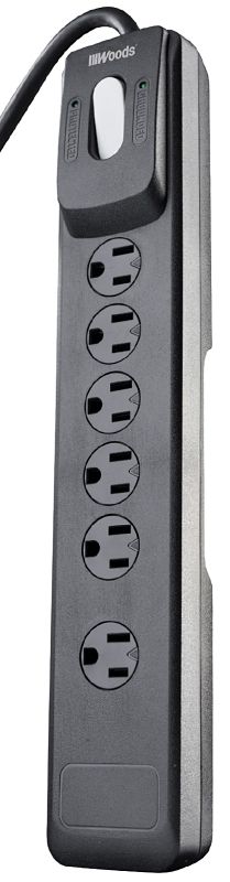 Woods 41494 Surge Protector Block, 6-Outlets w/Phone