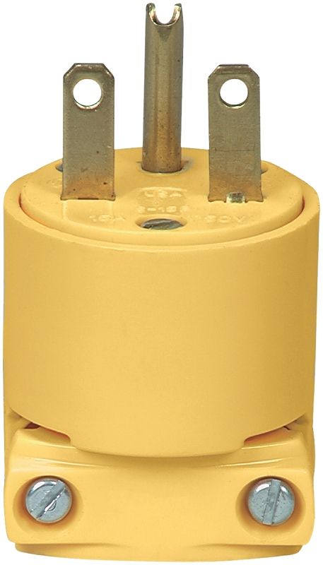 Eaton 4866 Yellow Cord Plug, 15A, 250V w/2-Flat Blades