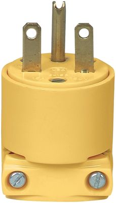 Eaton 4866 Yellow Cord Plug, 15A, 250V w/2-Flat Blades