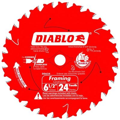 Diablo D0624A Circular Saw Framing Blade, 6-1/2&quot; 24T