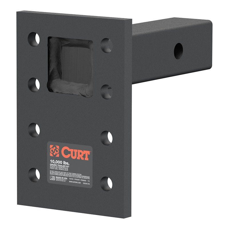 Curt 48323 Pintle Mount Plate, Adjustable, Steel, Carbide Powder-Coated, Black 10,000WLL