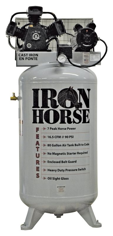 Iron Horse IHD7180V1 Air Compressor, 80Gal. 5HP