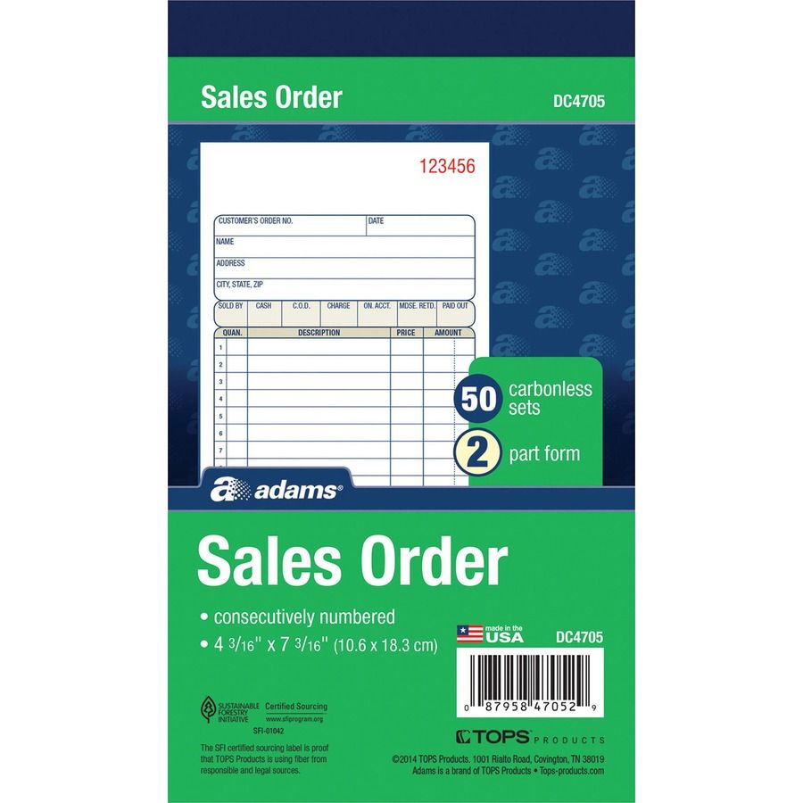 Adams Duplicate 2-Part Sales Book, 50-Sheet, 4.18&quot;X7.18&quot;