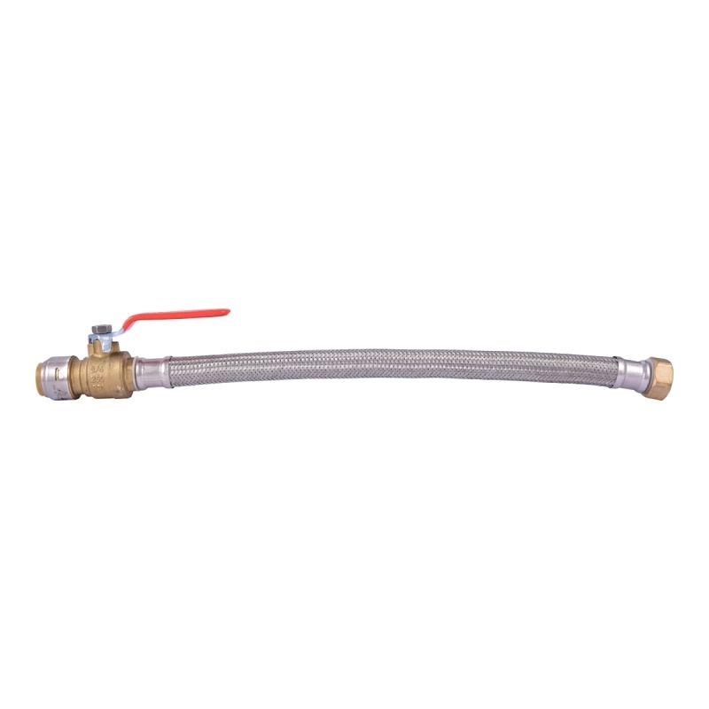 Sharkbite U3088FX18BV Braided SS Water Heater Connector w/Ball Valve, 3/4&quot;X18&quot;