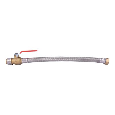 Sharkbite U3088FX18BV Braided SS Water Heater Connector w/Ball Valve, 3/4&quot;X18&quot;