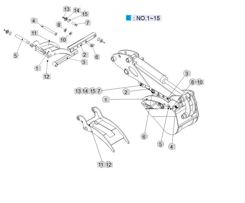 Pin On Thumb for LS Tractor Backhoe LB3100 (Use with factory installed bracket)