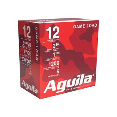 Aguila Field Shotshells, 12Ga, 2-3/4&quot;, 8-Shot, 1250FPS,  25Ct