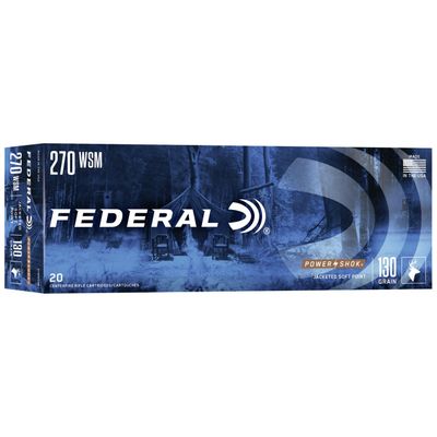 Federal Power-Shok .270WSM 130G SP Ammo, 3250 fps 20Ct