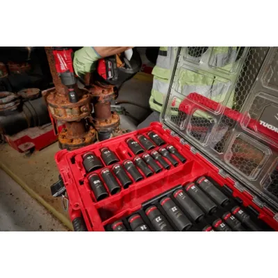 Milwaukee 36PC Shockwave® 1/2 DR Deep SAE/Metric Impact Socket Set in PackOut Kit