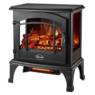 Comfort Glow EQS5140 Steel Black Sanibel Quartz Electric Stove w/Panoramic 3-Sided Flame Viewing