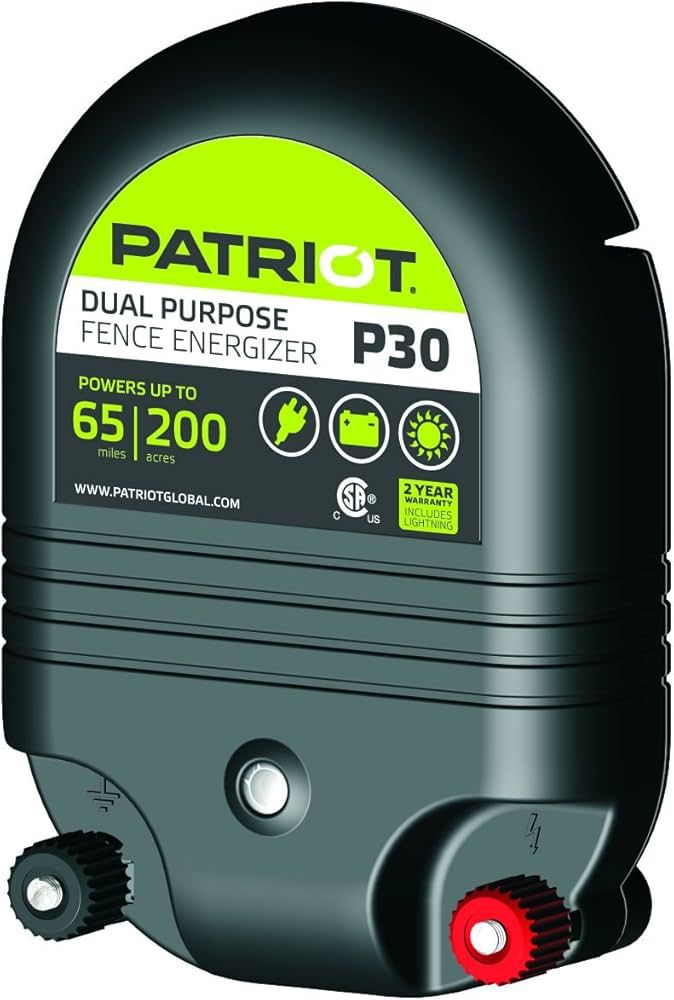 Patriot P30 Fence Charger, 3.0J, 200 Acres/65 Miles, 12V/110V