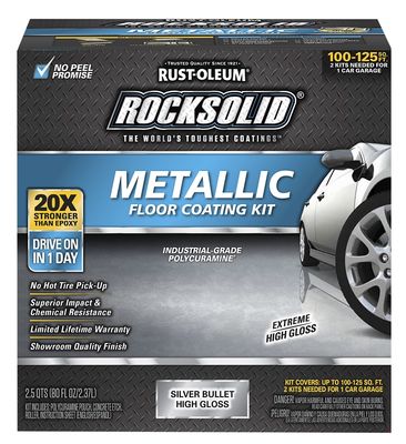 Rustoleum RockSolid 286893 Hi-Gloss Silver Bullet Garage Floor Coating Kit