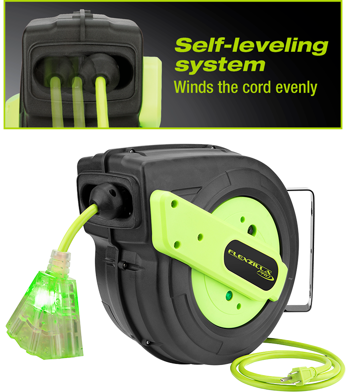 Flexzilla Retractable Extension Cord Reel, 12/3X60Ft
