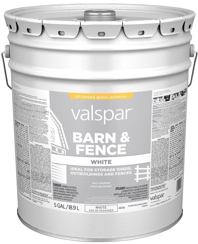 Valspar 018.3145-75.008 White Oil-Based Barn/Fence Paint, 5-Gal.