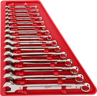 Milwaukee Combo Wrench Set, 15Pc SAE Long Pattern
