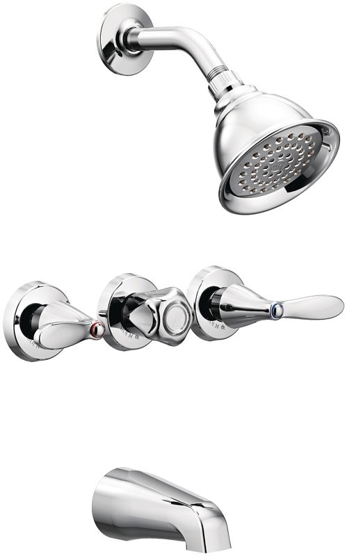 Tub &amp; Shower Faucet, 3-Handle Chrm