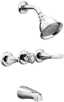 Tub &amp; Shower Faucet, 3-Handle Chrm