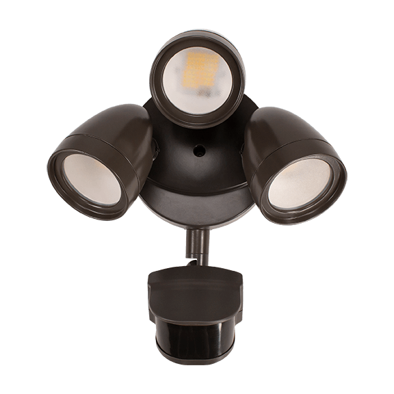 ETI Bronze 3-Head Led Security Light w/Motion Sensor &amp; Lumen Boost, 3/4/5K 1800/4051