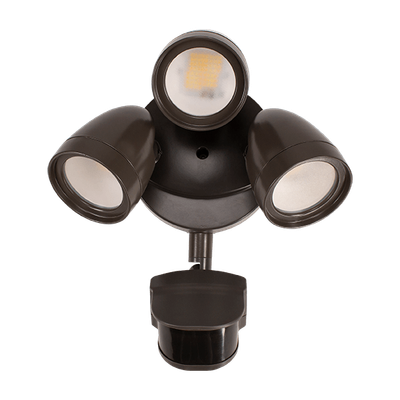 ETI Bronze 3-Head Led Security Light w/Motion Sensor &amp; Lumen Boost, 3/4/5K 1800/4051