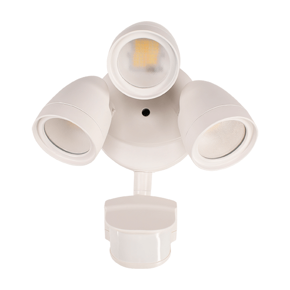 ETI White 3-Head Led Security Light w/Motion Sensor &amp; Lumen Boost, 3/4/5K